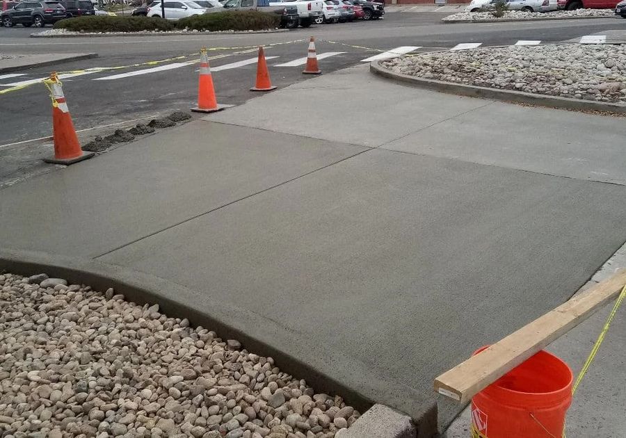 New concrete sidewalk section